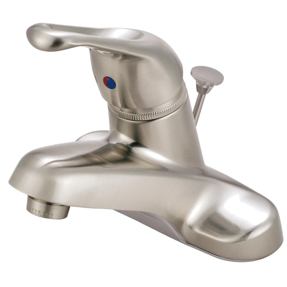 Kingston Brass Wyndham Single Handle 4" Centerset Lavatory Faucet with Brass Pop-up in Satin Nickel-Bathroom Faucets-Free Shipping-Directsinks.
