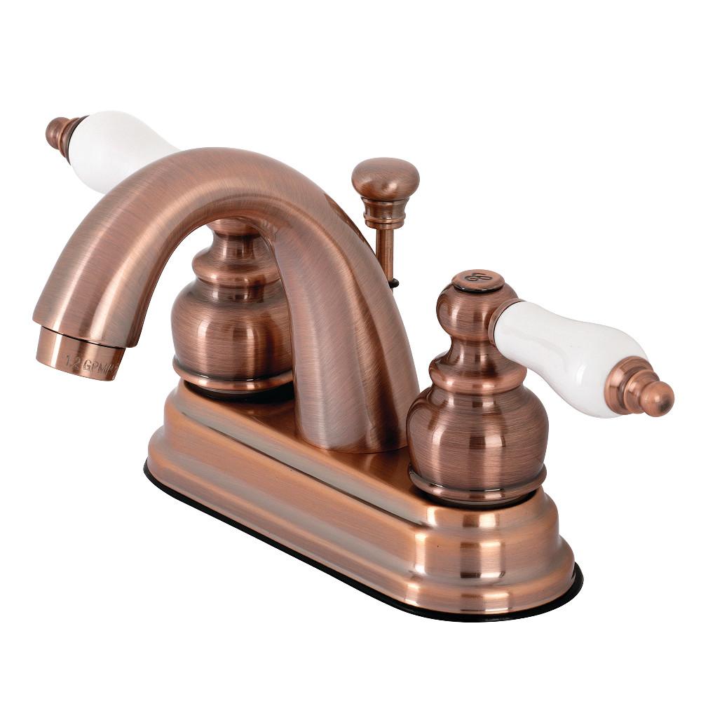 Kingston Brass KB561PLAC Restoration 4 in. Centerset Bathroom Faucet, Antique Copper