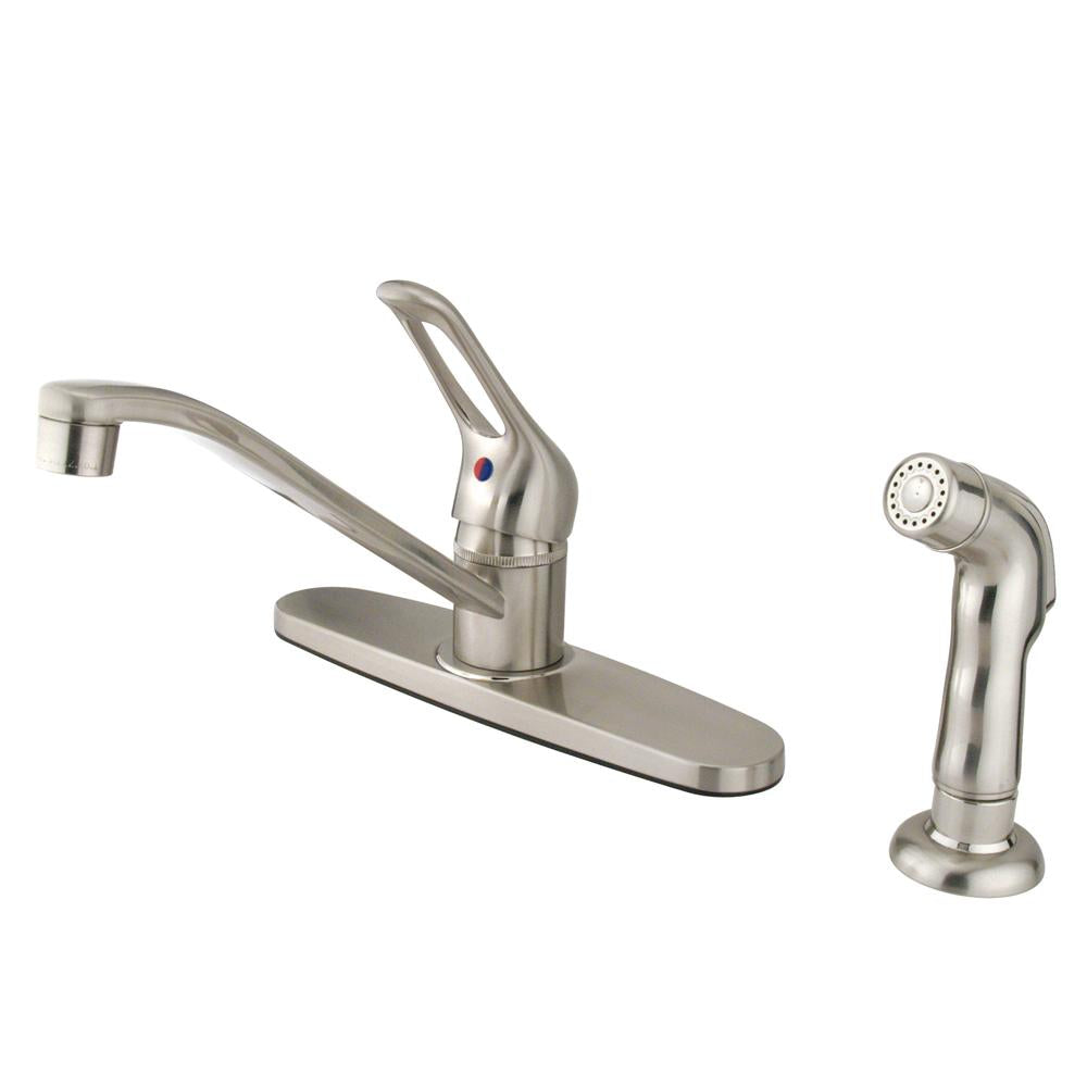 Kingston Brass KB562SNSP Wyndham Single Handle Kitchen Faucet with Sprayer-Kitchen Faucets-Free Shipping-Directsinks.