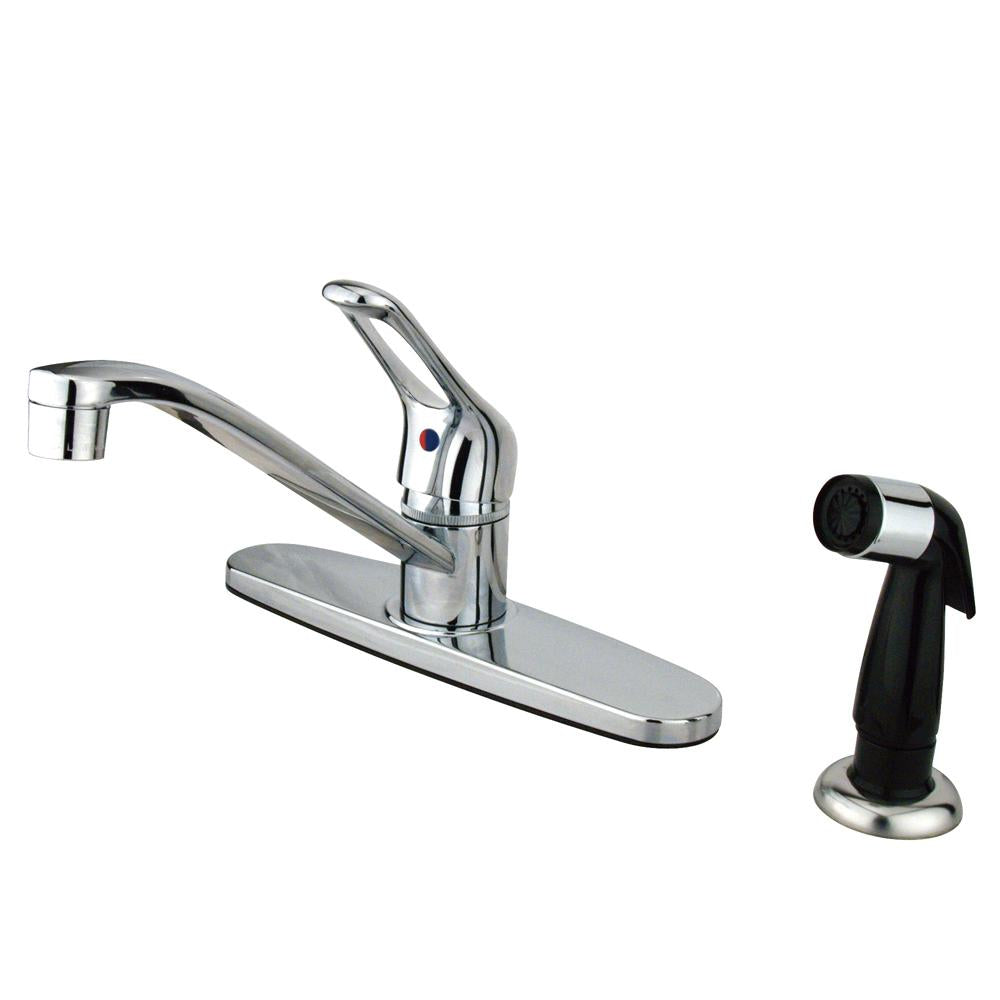 Kingston Brass KB562 Wyndham Single Handle Kitchen Faucet with Black Sprayer-Kitchen Faucets-Free Shipping-Directsinks.