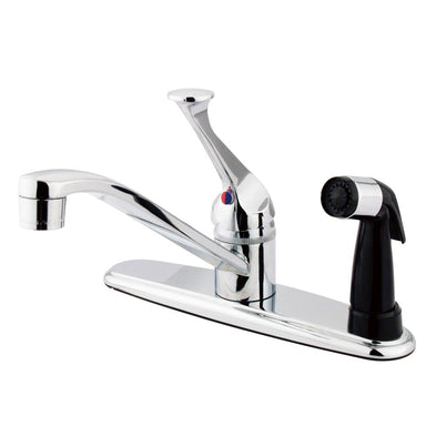 Kingston Brass Chatham Single Handle Kitchen Faucet with Black Sprayer-Kitchen Faucets-Free Shipping-Directsinks.