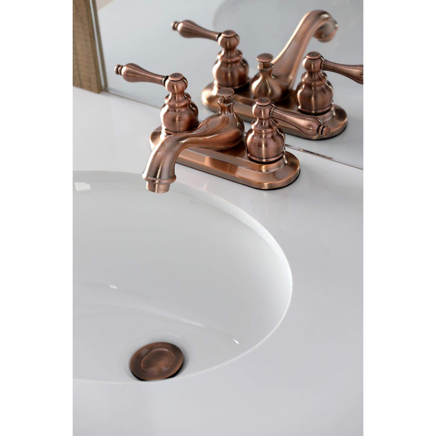 Kingston Brass KB606AL Restoration 4 in. Centerset Bathroom Faucet, Antique Copper