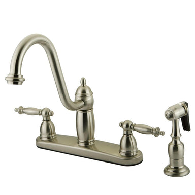 Kingston Brass Templeton Double Handle 8" Kitchen Faucet with Brass Sprayer-Kitchen Faucets-Free Shipping-Directsinks.