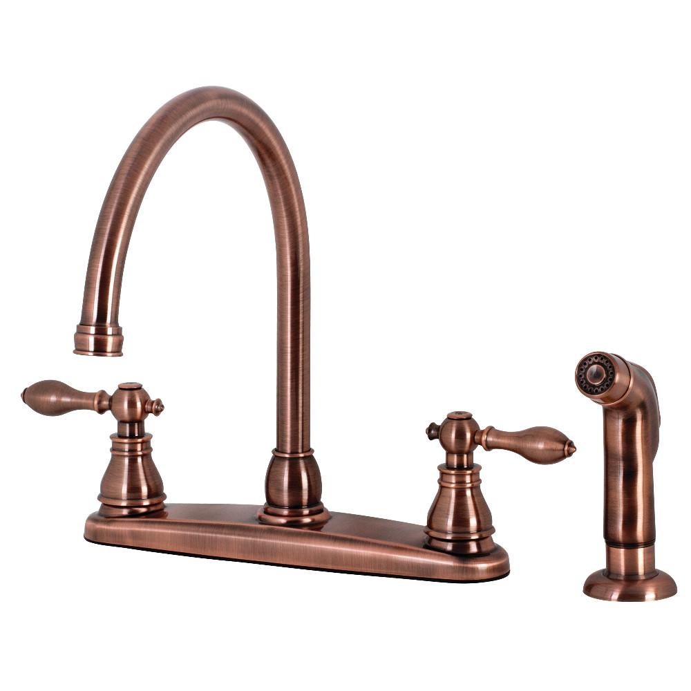 Kingston Brass KB72XACLSP-P American Classic Centerset Kitchen Faucet with Side Sprayer