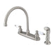 Kingston Brass Vintage Double Handle Four Hole Goose Neck Kitchen Faucet with Sprayer-Kitchen Faucets-Free Shipping-Directsinks.