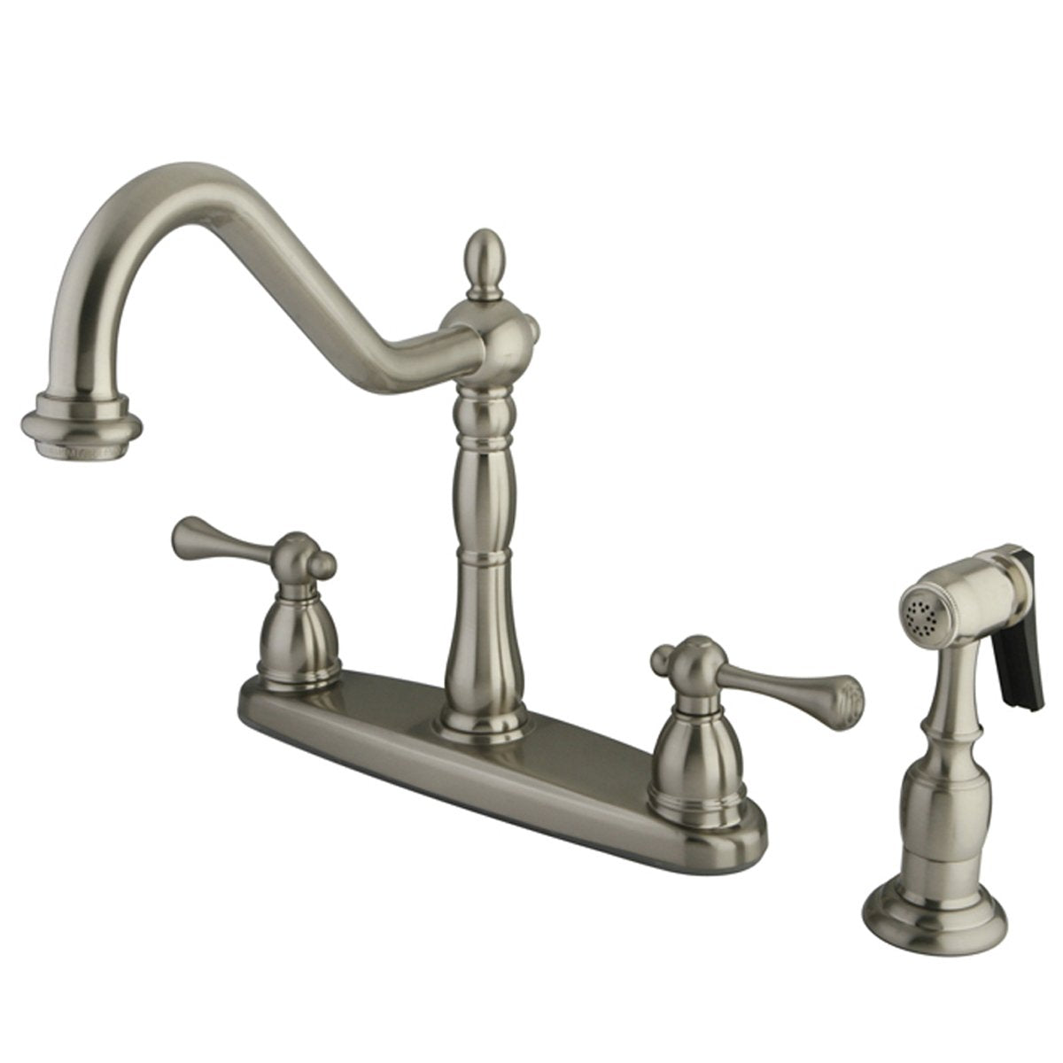 Kingston Brass Double Handle 8" Kitchen Faucet with Brass Sprayer-Kitchen Faucets-Free Shipping-Directsinks.