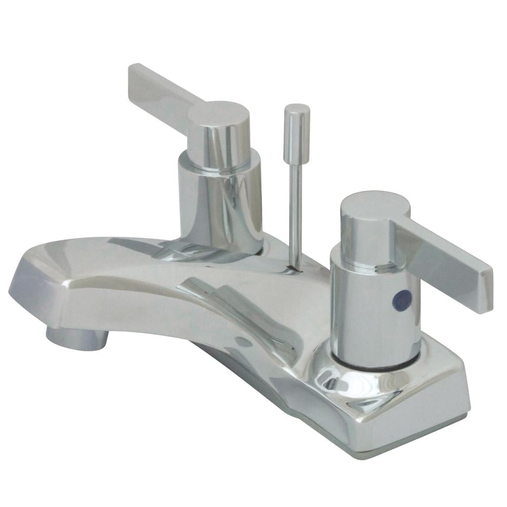 Kingston Brass NuvoFusion Double Handle 4" Centerset Lavatory Faucet with Brass Pop-up in Polished Chrome-Bathroom Faucets-Free Shipping-Directsinks.