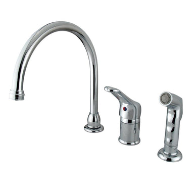 Kingston Brass Wyndham Single Loop Handle Kitchen Faucet with Non-Metallic Side Sprayer-Kitchen Faucets-Free Shipping-Directsinks.