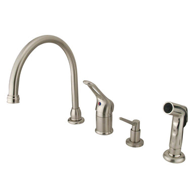 Kingston Brass Wyndham Single Loop Handle Kitchen Faucet with Soap Dispenser and Side Sprayer-Kitchen Faucets-Free Shipping-Directsinks.