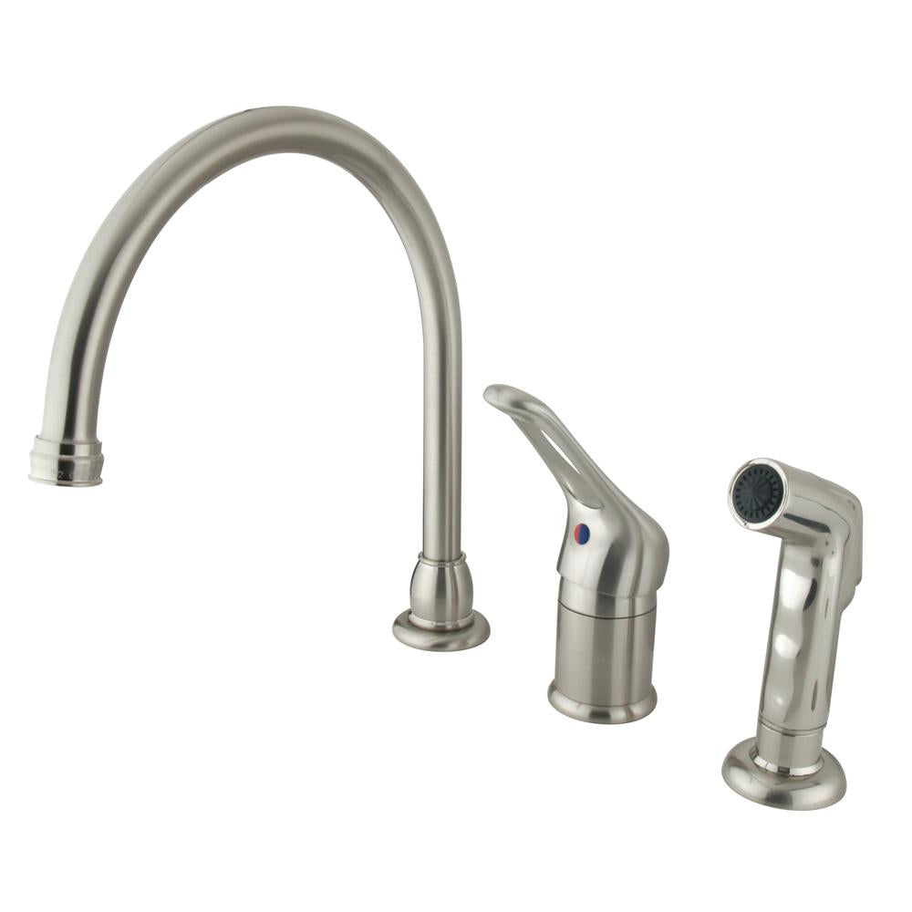 Kingston Brass Wyndham Single Loop Handle Kitchen Faucet with Non-Metallic Side Sprayer-Kitchen Faucets-Free Shipping-Directsinks.