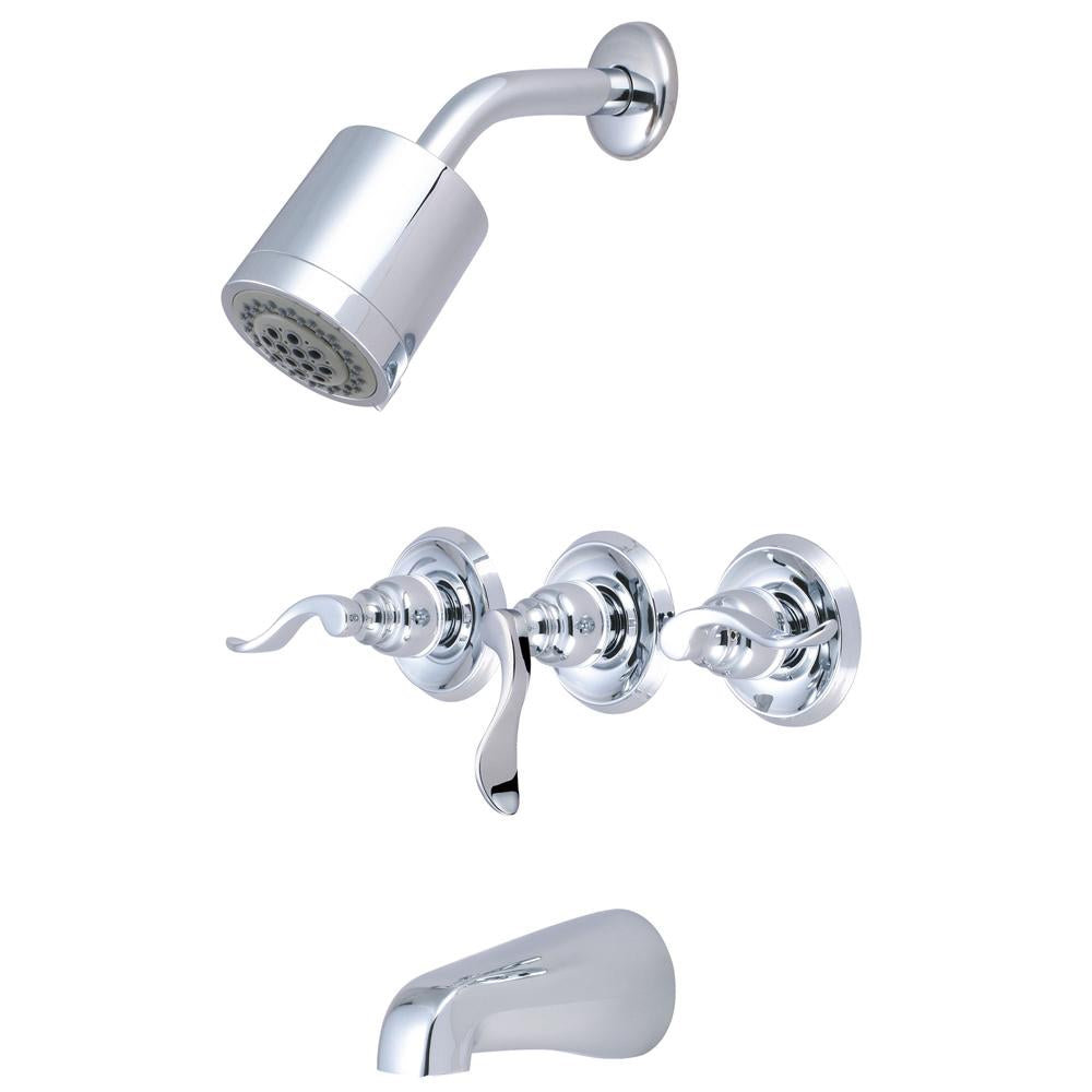 Kingston Brass Nuwave French Three Handle Tub and Shower Faucet-Shower Faucets-Free Shipping-Directsinks.