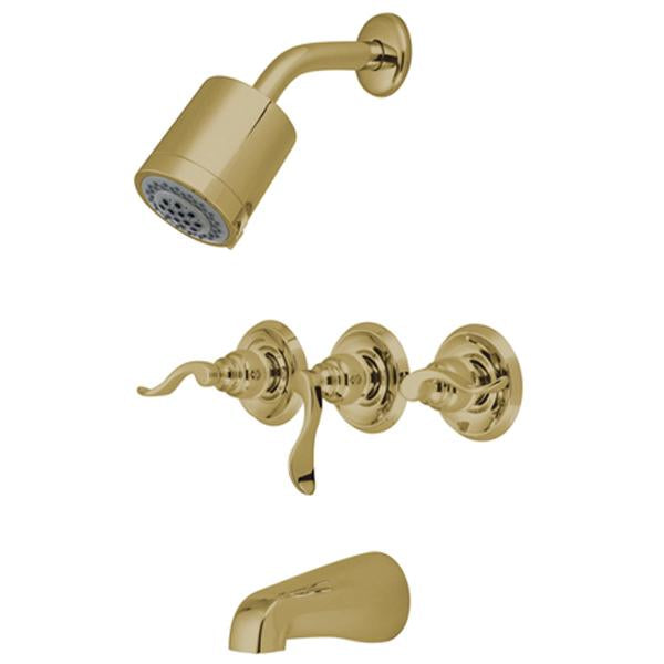 Kingston Brass NuWave French Tub and Shower Faucet with Three Handle-Shower Faucets-Free Shipping-Directsinks.