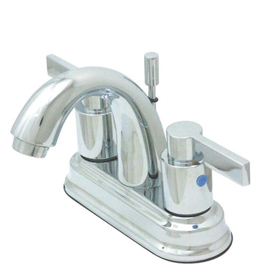 Kingston Brass NuvoFusion High Rise J Spout Lavatory Faucet with Brass Pop-up-Bathroom Faucets-Free Shipping-Directsinks.