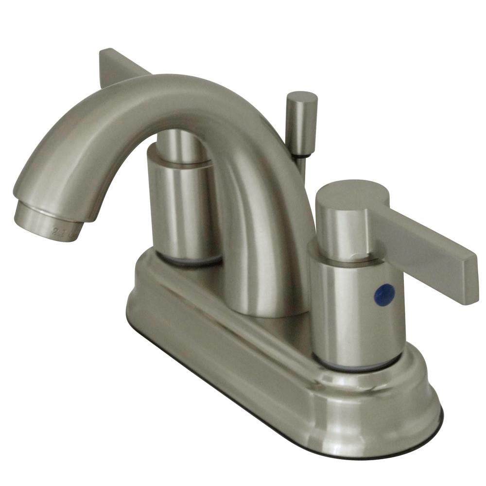 Kingston Brass NuvoFusion High Rise J Spout Lavatory Faucet with Brass Pop-up-Bathroom Faucets-Free Shipping-Directsinks.