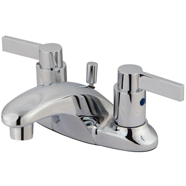 Kingston Brass NuvoFusion Double Handle 4" Centerset Lavatory Faucet with Brass Pop-up-Bathroom Faucets-Free Shipping-Directsinks.