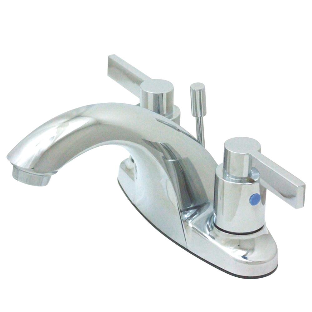 Kingston Brass NuvoFusion 4" Centerset Double Handle Lavatory Faucet with Brass Pop-up-Bathroom Faucets-Free Shipping-Directsinks.