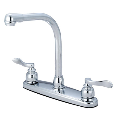 Kingston Brass Nuwave French Double Handle 8" Centerset High-Arch Kitchen Faucet-Kitchen Faucets-Free Shipping-Directsinks.