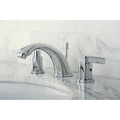 Kingston Brass NuvoFusion Double Handle 8" to 16" Widespread Lavatory Faucet with Brass Pop-up-Bathroom Faucets-Free Shipping-Directsinks.