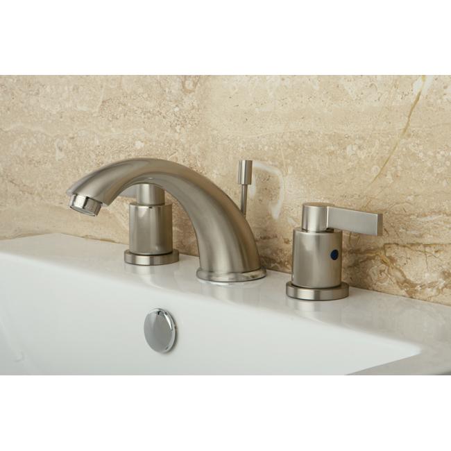 Kingston Brass NuvoFusion Double Handle 8" to 16" Widespread Lavatory Faucet with Brass Pop-up-Bathroom Faucets-Free Shipping-Directsinks.