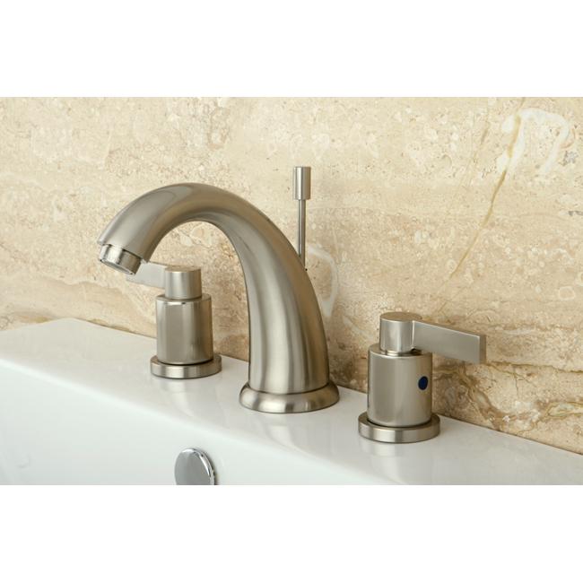 Kingston Brass NuvoFusion 8" to 16" Widespread Double Handle Lavatory Faucet with Brass Pop-up-Bathroom Faucets-Free Shipping-Directsinks.