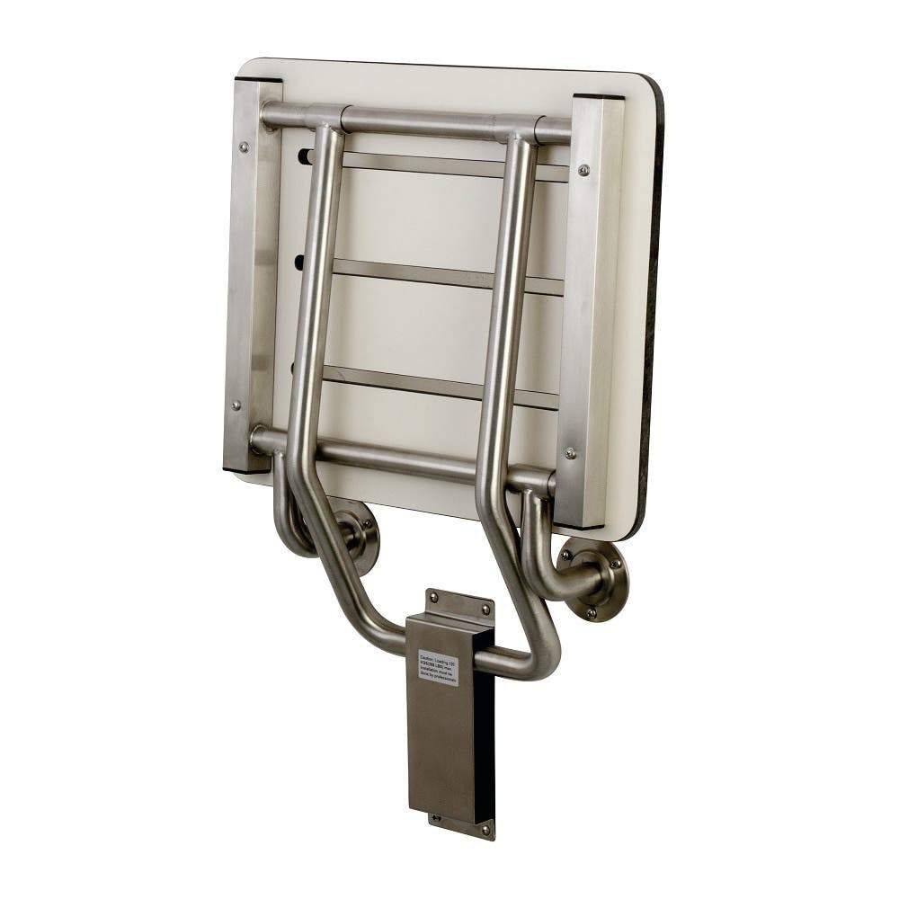 Kingston Brass Adascape 18" x 16" Wall Mount Fold Down Shower Seat in Brushed Stainless Steel