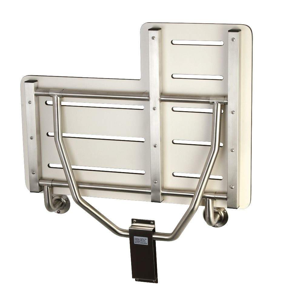 Kingston Brass Adascape 28" x 21" Wall Mount Fold Down Shower Seat in Brushed Stainless Steel