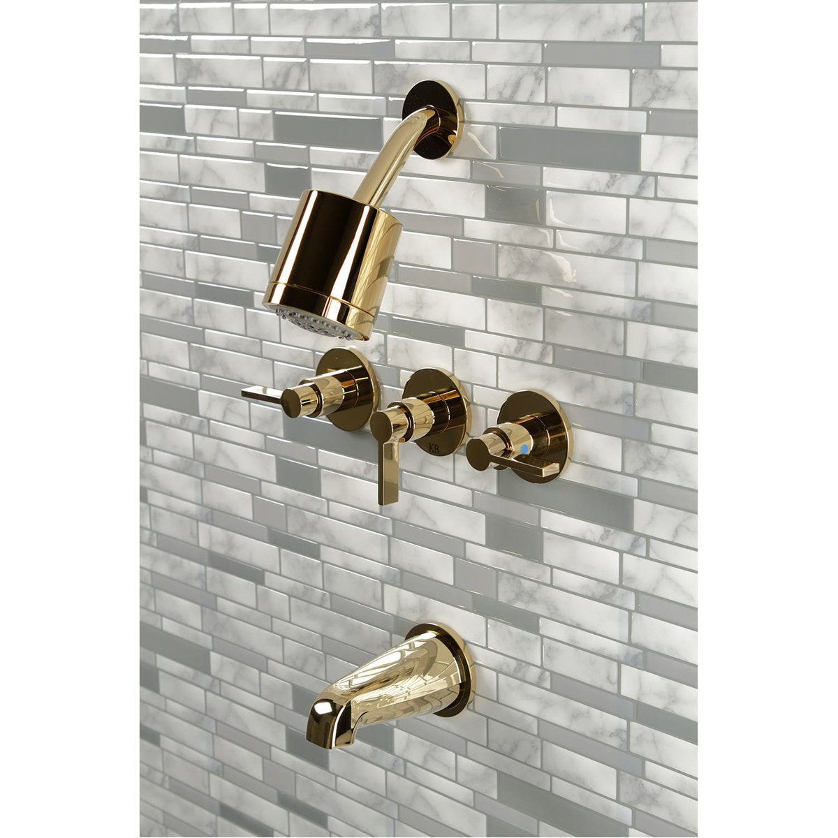 Kingston Brass NuvoFusion Three-Handle Tub and Shower Faucet