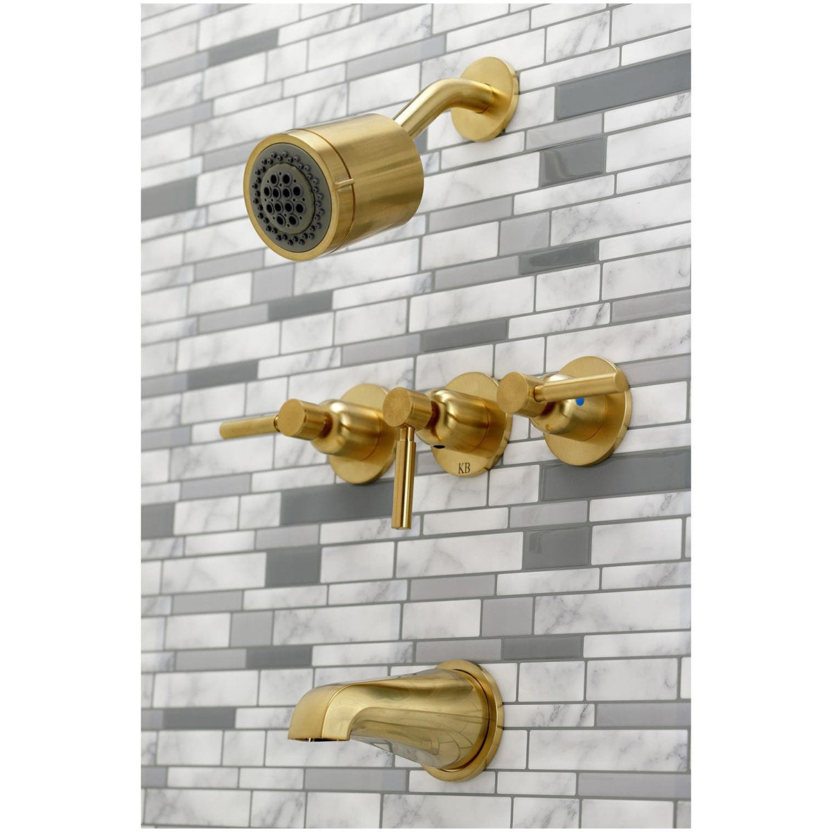 Kingston Brass Concord 7.13" x 14.13" Three-Handle Tub and Shower Faucet