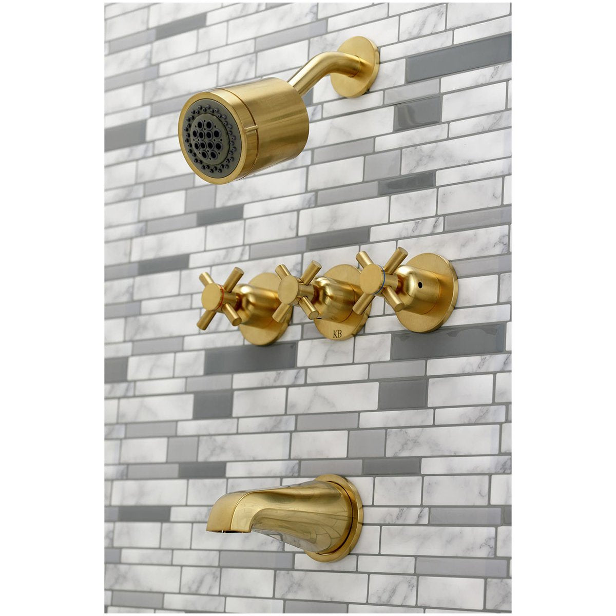 Kingston Brass Concord 7.13" x 10.56" Three-Handle Tub and Shower Faucet