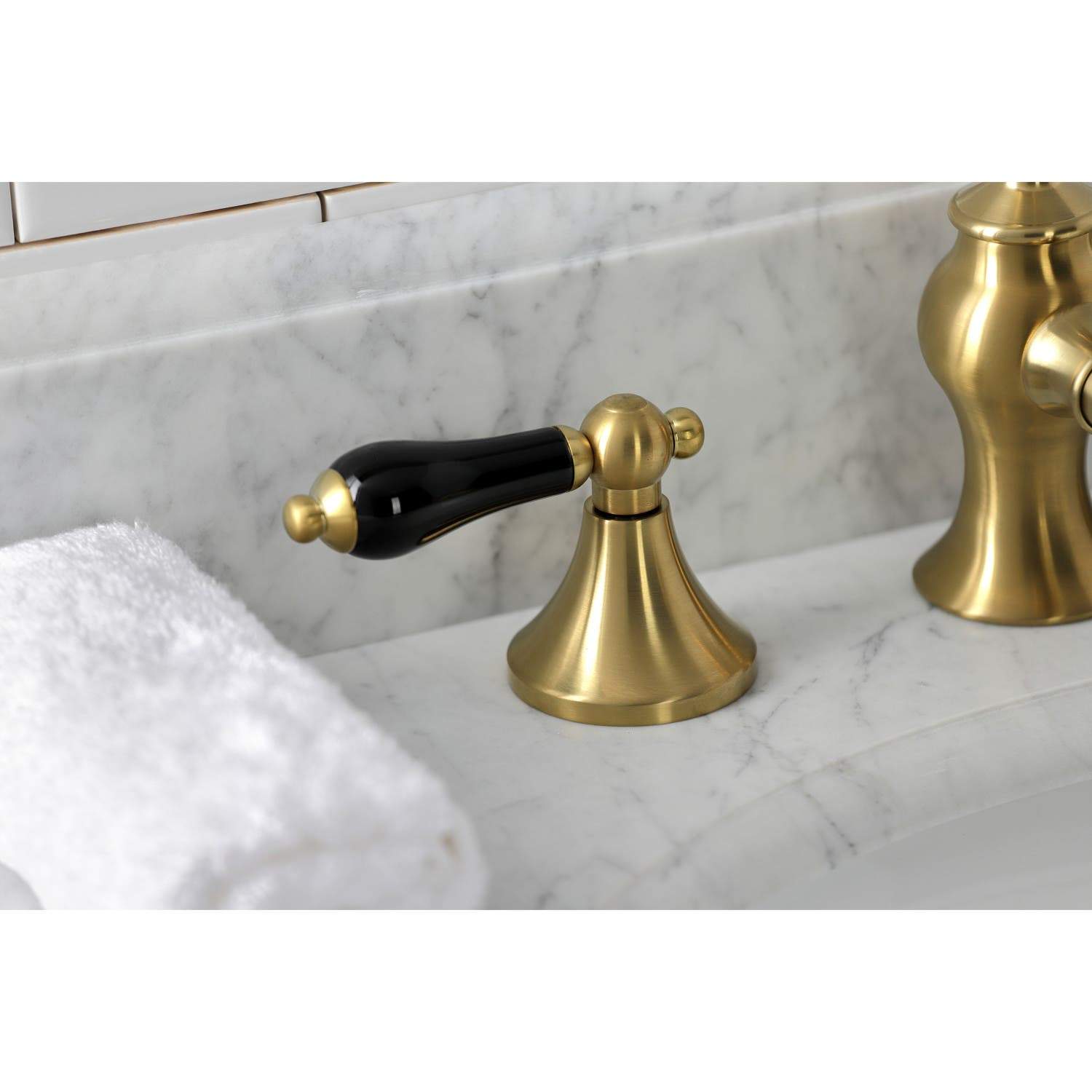 Kingston Brass KC706XPKL-P Duchess Widespread Bathroom Faucet with Brass Pop-Up