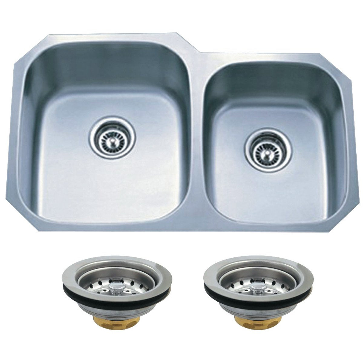 Kingston Brass 32.31" x 18.5" x 9" Undermount Stainless Steel Double Bowl Kitchen Sink Combo with Strainers