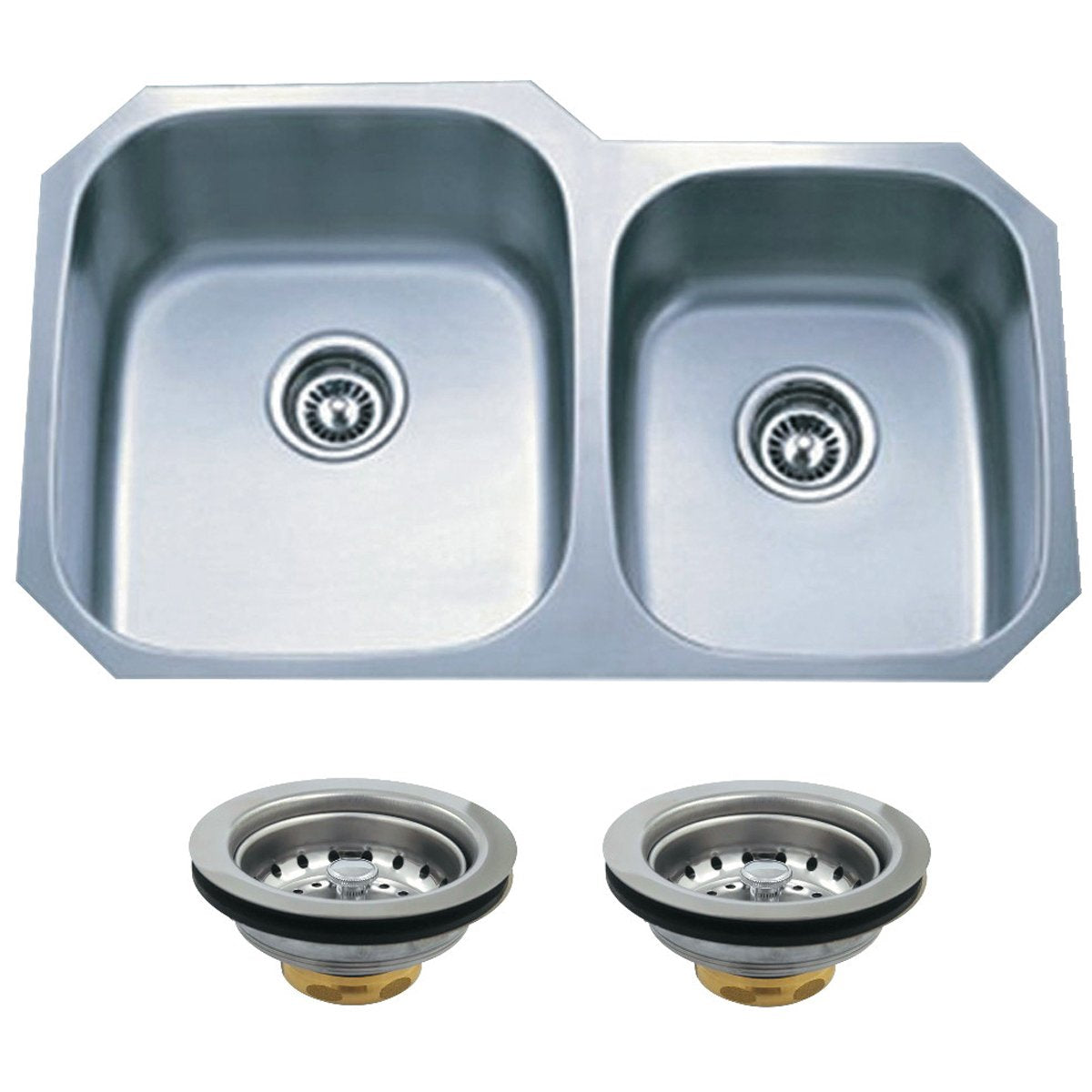 Kingston Brass 32" x 20.75" x 7.5" Undermount Stainless Steel Double Bowl Kitchen Sink Combo with Strainers