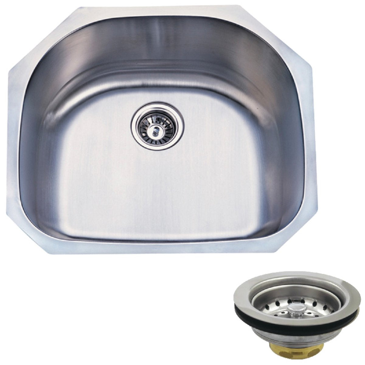 Kingston Brass Undermount Stainless Steel Single Bowl Kitchen Sink Combo with Strainer