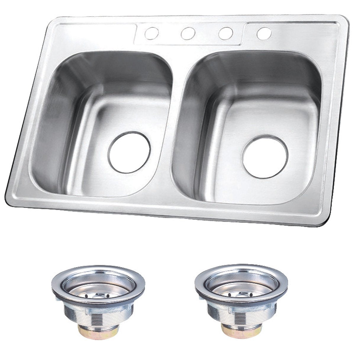 Kingston Brass Stainless Steel Self-Rimming Double Bowl Kitchen Sink