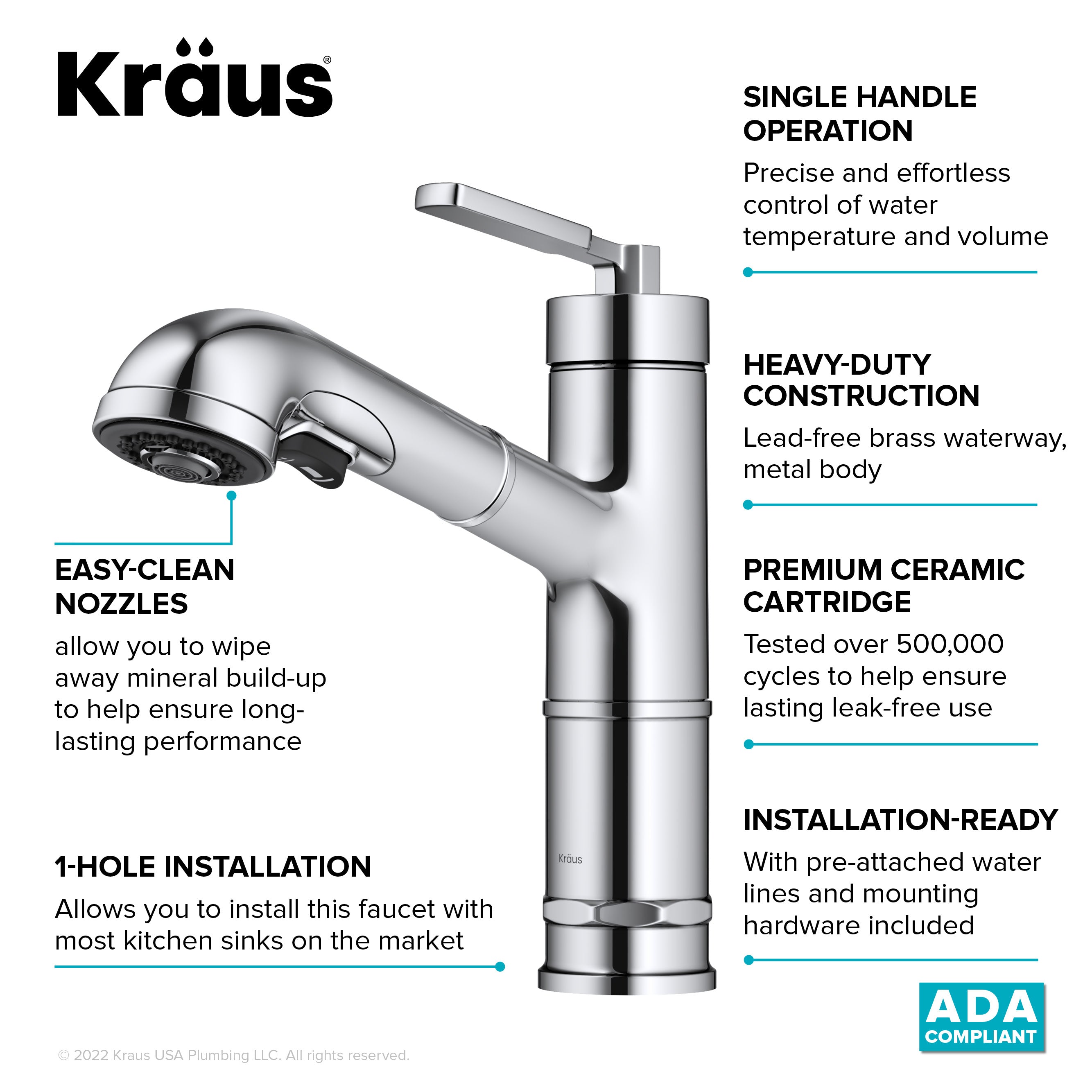 KRAUS Allyn Industrial Pull-Out Single Handle Kitchen Faucet in Chrome