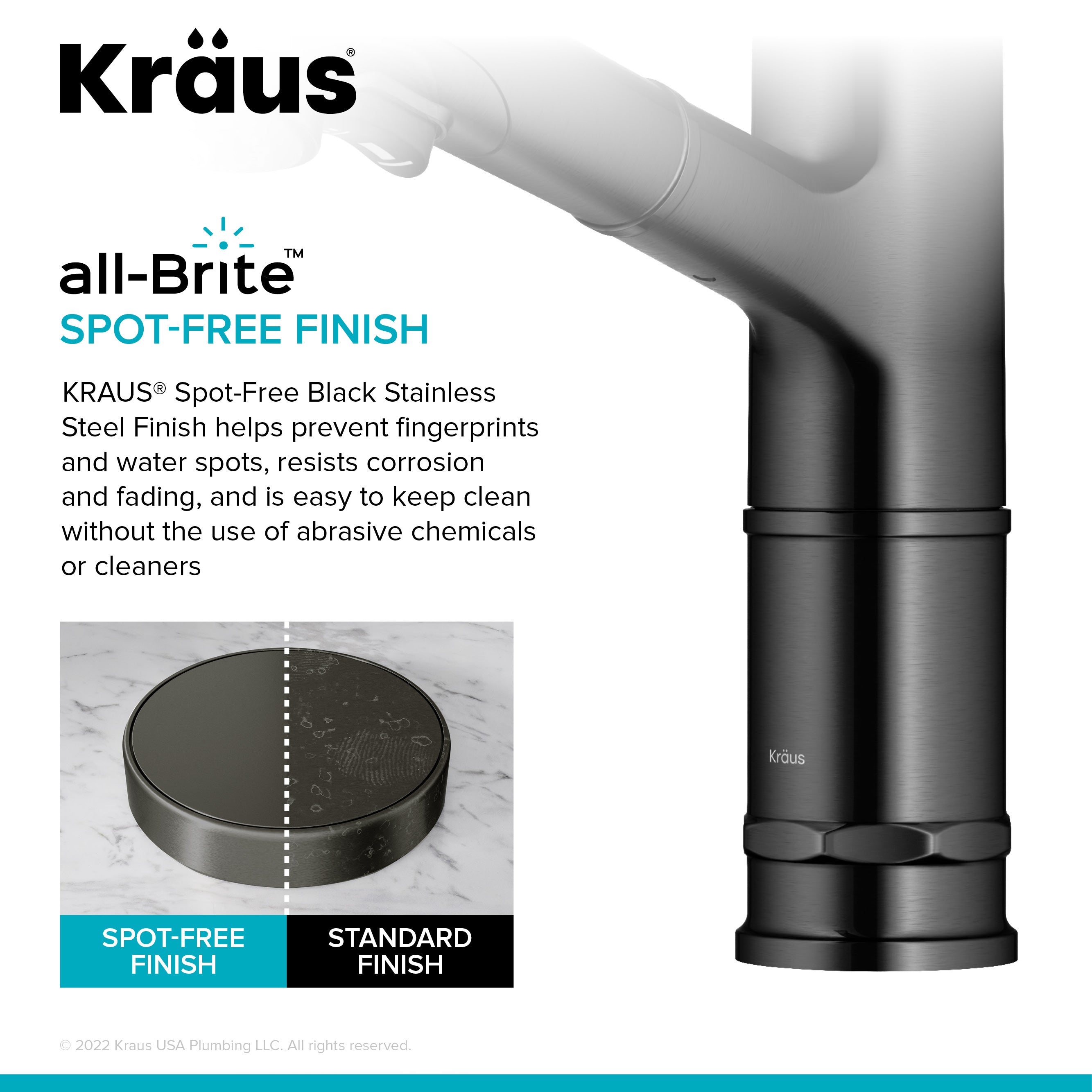 KRAUS Allyn Industrial Pull-Out Single Handle Kitchen Faucet in Black Stainless