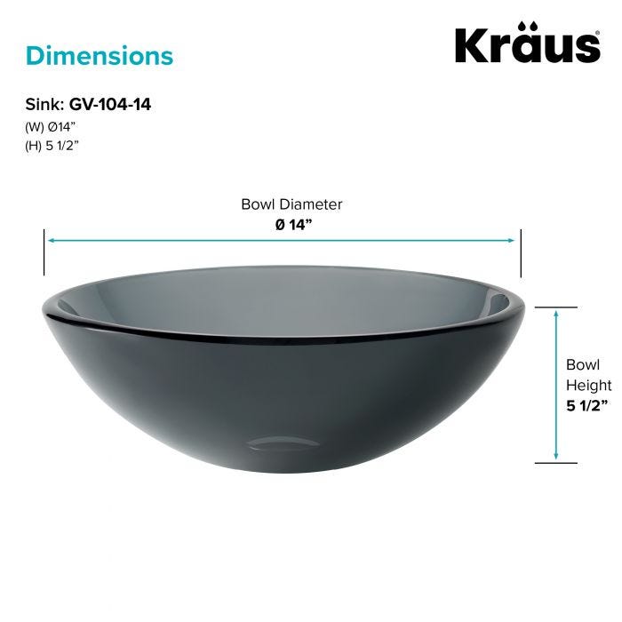 KRAUS 14 Inch Glass Vessel Sink in Clear Black-Bathroom Sinks-DirectSinks