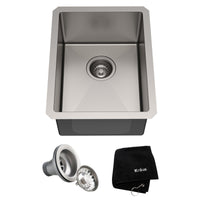 KRAUS 14" Undermount Single Bowl Stainless Steel Kitchen Bar Sink