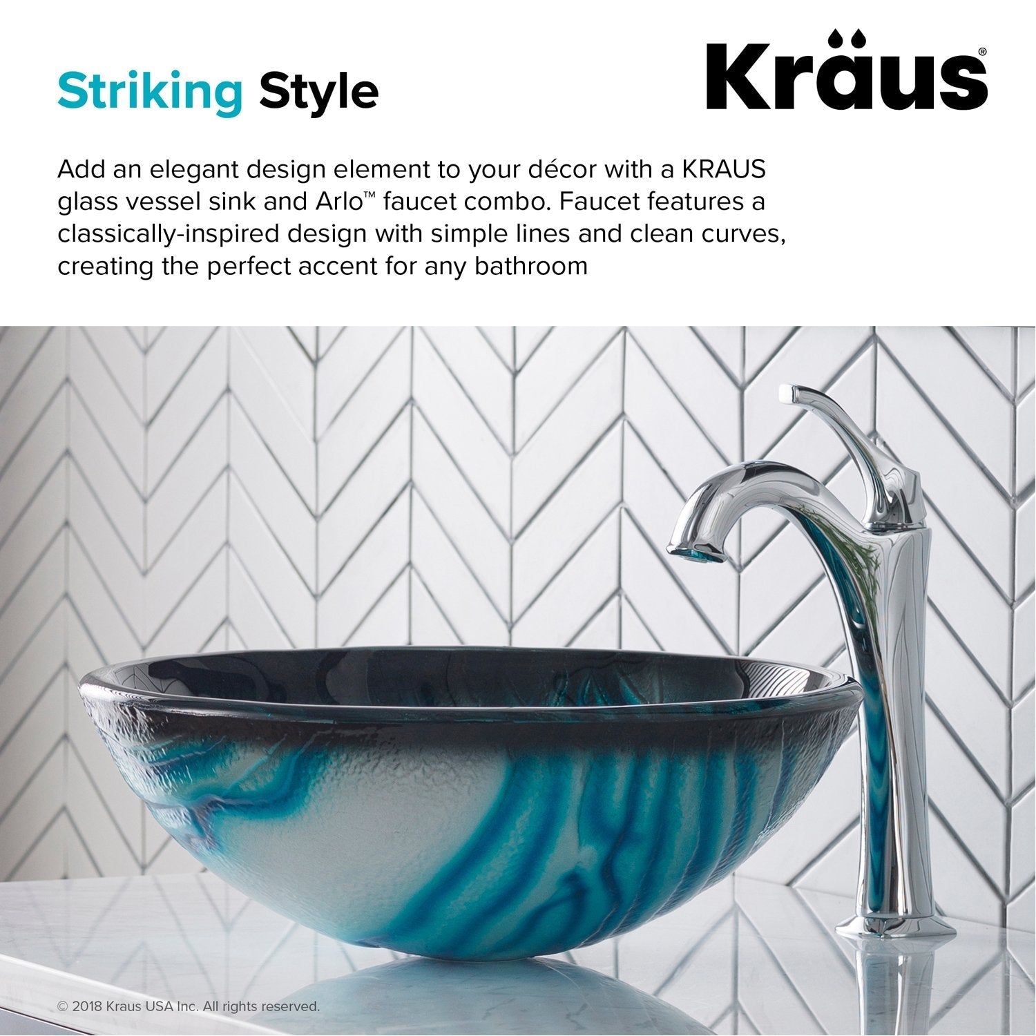 KRAUS 17-Inch Blue Glass Nature Series Bathroom Vessel Sink and Arlo Faucet  Combo Set with Pop-Up Drain