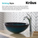 KRAUS 17-Inch Green Glass Nature Series Bathroom Vessel Sink and Arlo Faucet Combo Set with Pop-Up Drain-Bathroom Sinks & Faucet Combos-DirectSinks
