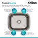 KRAUS 20" Undermount Single Bowl 16 Gauge Stainless Steel Kitchen Sink-Kitchen Sinks-DirectSinks
