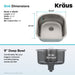 KRAUS 20" Undermount Single Bowl 16 Gauge Stainless Steel Kitchen Sink with NoiseDefend Soundproofing-Kitchen Sinks-DirectSinks
