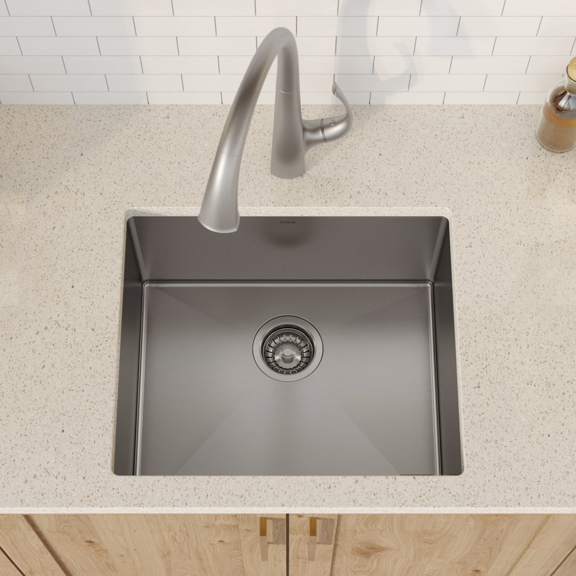 KRAUS 21" 16 Gauge Undermount Single Bowl Stainless Steel Kitchen Sink-Kitchen Sinks-DirectSinks
