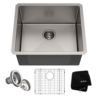 KRAUS 21" 16 Gauge Undermount Single Bowl Stainless Steel Kitchen Sink-Kitchen Sinks-KRAUS