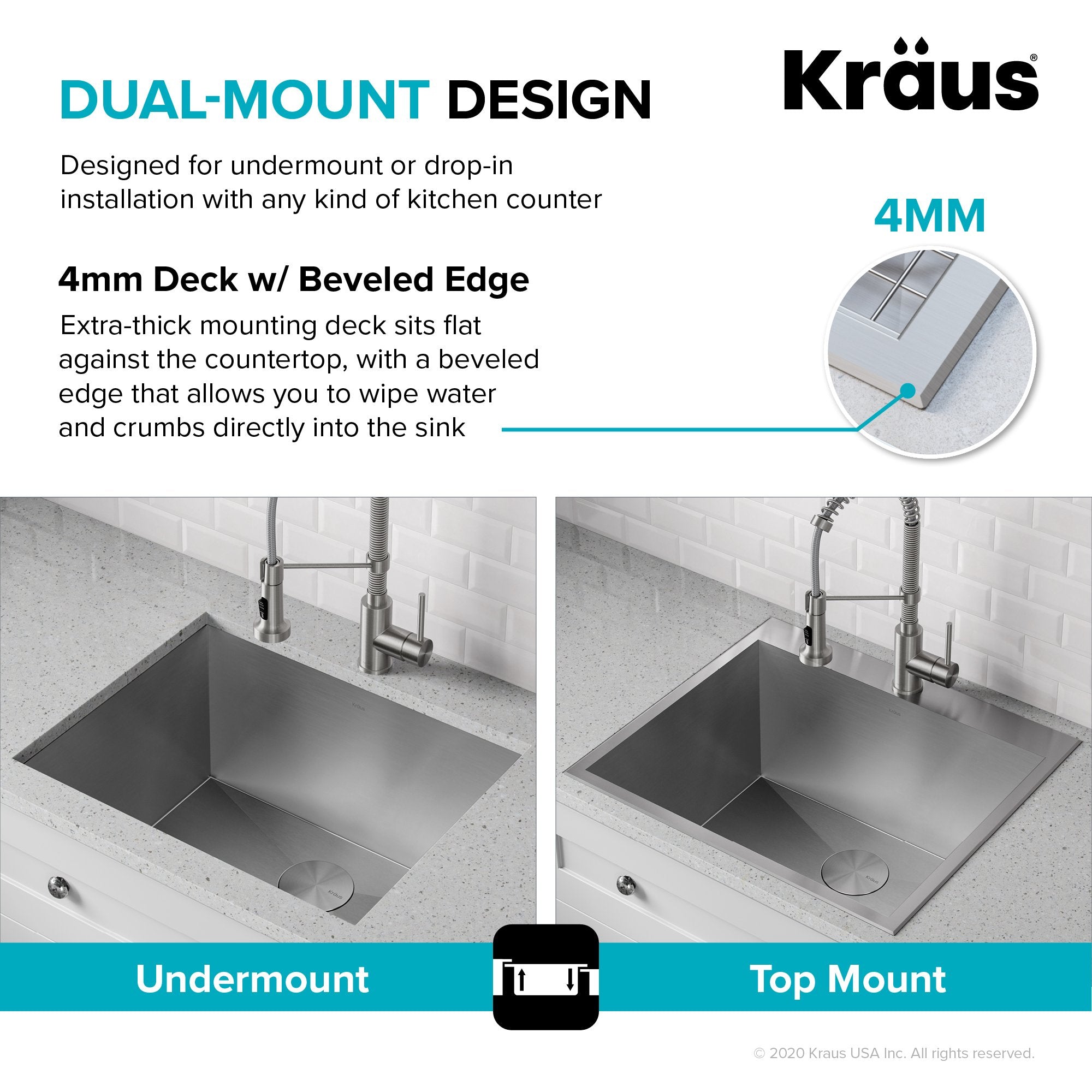 Kraus Standart Pro 24 Undermount 16 Gauge Stainless Steel Single Bowl Laundry Utility Sink