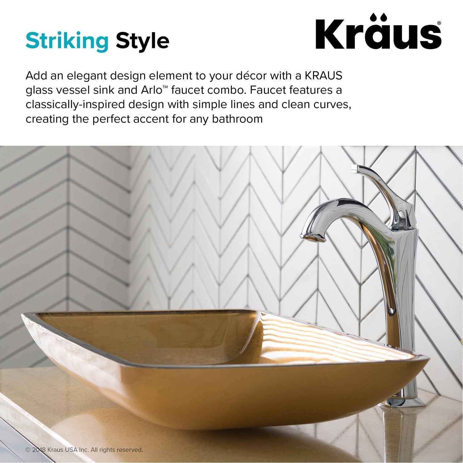 KRAUS 22-Inch Rectangular Gold Glass Bathroom Vessel Sink and Arlo Faucet Combo Set with Pop-Up Drain-Bathroom Sinks & Faucet Combos-DirectSinks