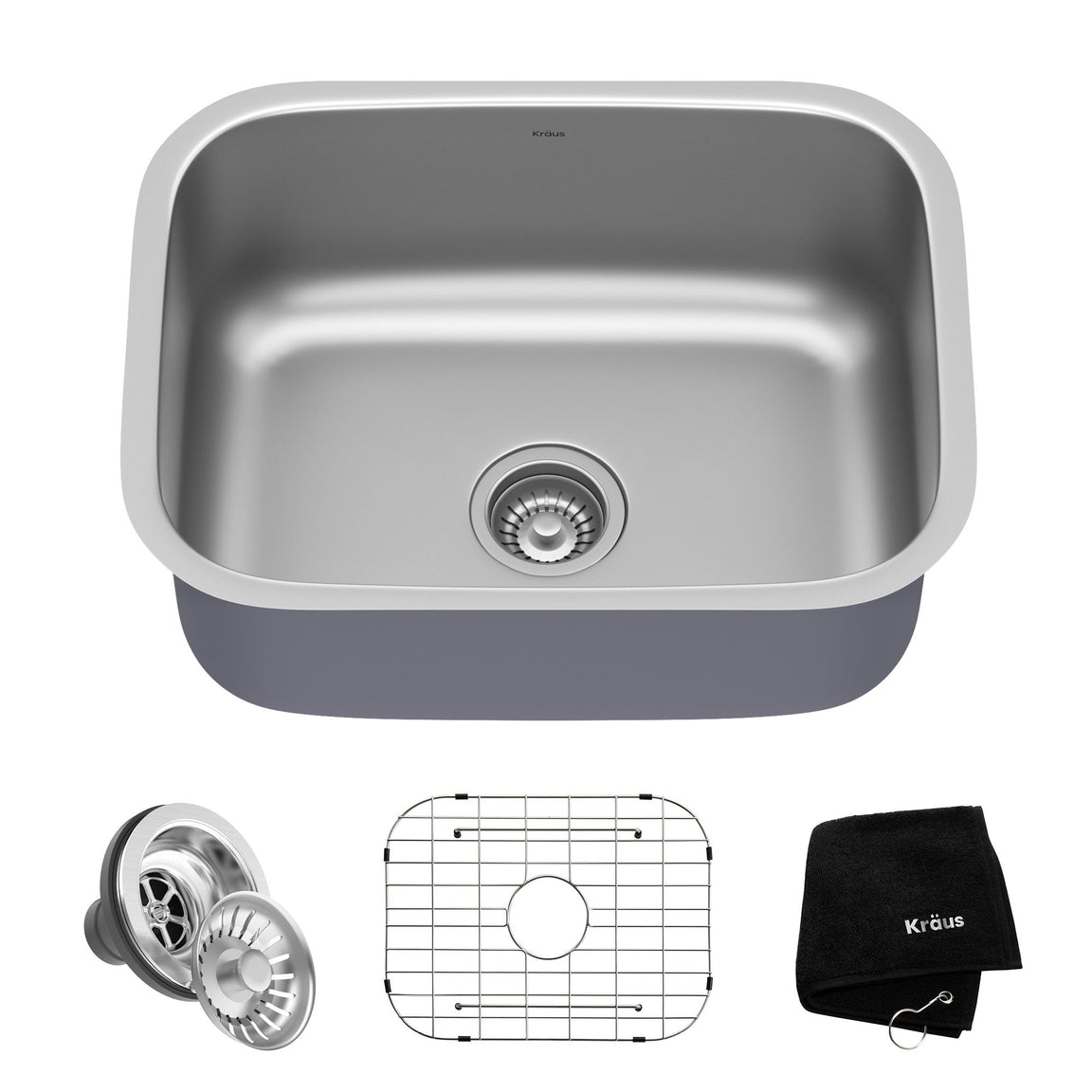 Largest Sinks For 24 Inch Cabinets For Sale Dawn Kraus Lexicon   KRAUS 23 Undermount Single Bowl 16 Gauge Stainless Steel Kitchen Sink With NoiseDefend Soundproofing 1152x1152 