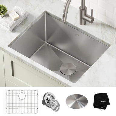 KRAUS 24" Undermount 16 Gauge Stainless Steel Laundry Utility Sink-Kitchen Sinks-KRAUS