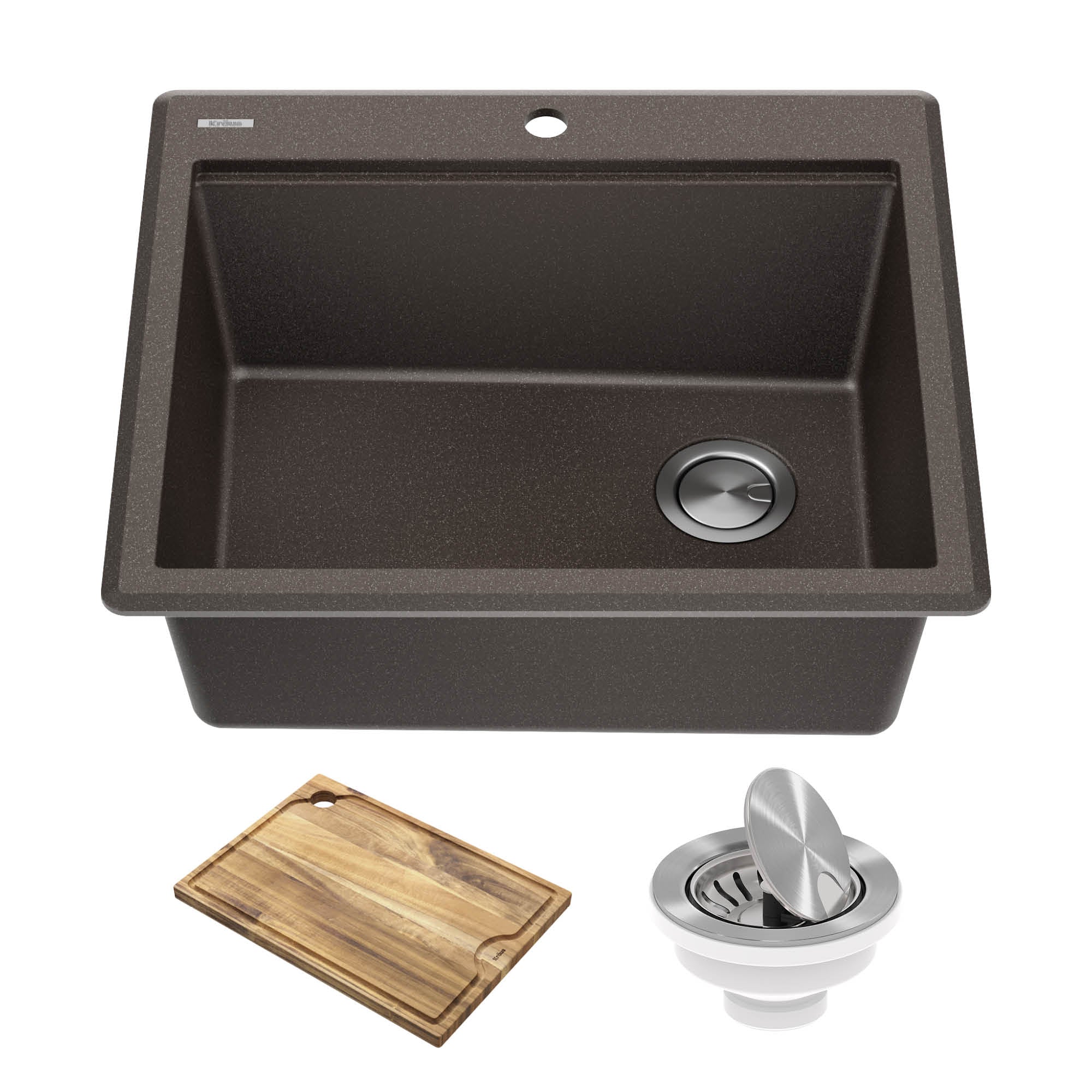 KRAUS 25” Drop-In Granite Composite Workstation Kitchen Sink in Metallic Brown-DirectSinks