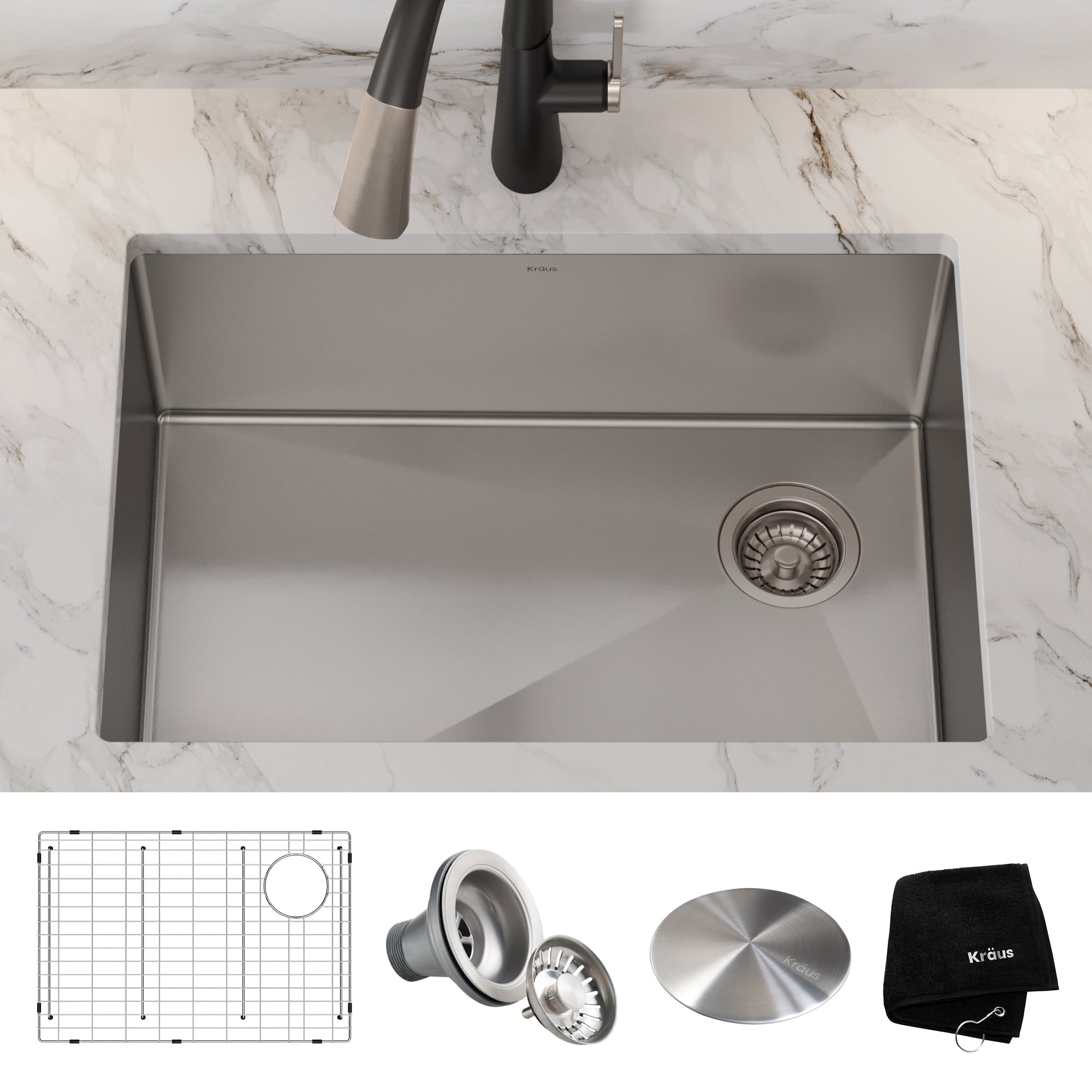 thumbnail image 2 of 27 Undermount Kitchen Sink - Fulorni 27"x18" Kitchen Sink Under Counter 16 Gauge Stainless Steel 2 of 13